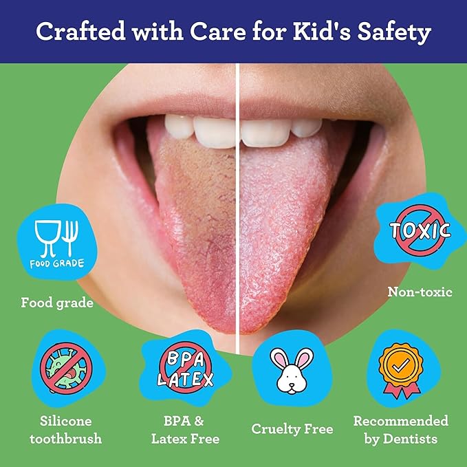 GuruNanda Kids Tongue Scraper (2-Pack) with Travel Case, Stainless Steel, Aids in Fresh Breath - Travel-Friendly Tongue Cleaner (Green/Pink/Orange)