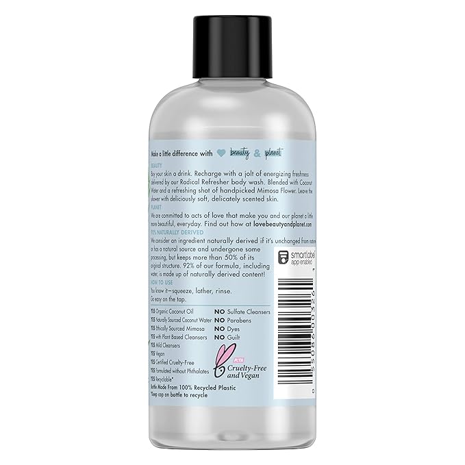 Love Beauty And Planet Vegan Body Wash Coconut Water & Mimosa Flower- Travel Size 3 oz, 12 Pieces