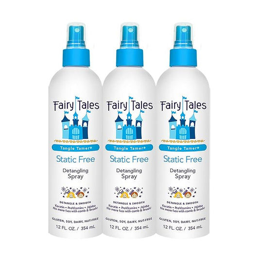 Fairy Tales Tangle Tamer Static Free Detangling Spray - Detangler Spray for Kids - Paraben Free, Sulfate Free, Gluten Free, Nut Free - 12 oz (3 Pack)