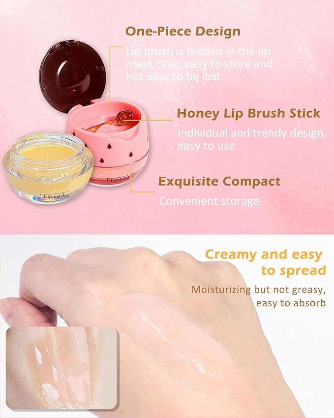 2Pcs Watermelon Lip Balm Honey Pot Exfoliator