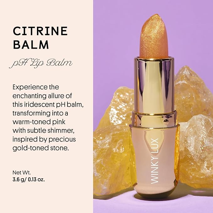 Winky Lux Citrine Balm, pH Lip Balm, Color Changing Lipstick and Tinted, Vegan & Cruelty Free, Hydrate & Plump, Sheer Pink Lipstick, Citrine