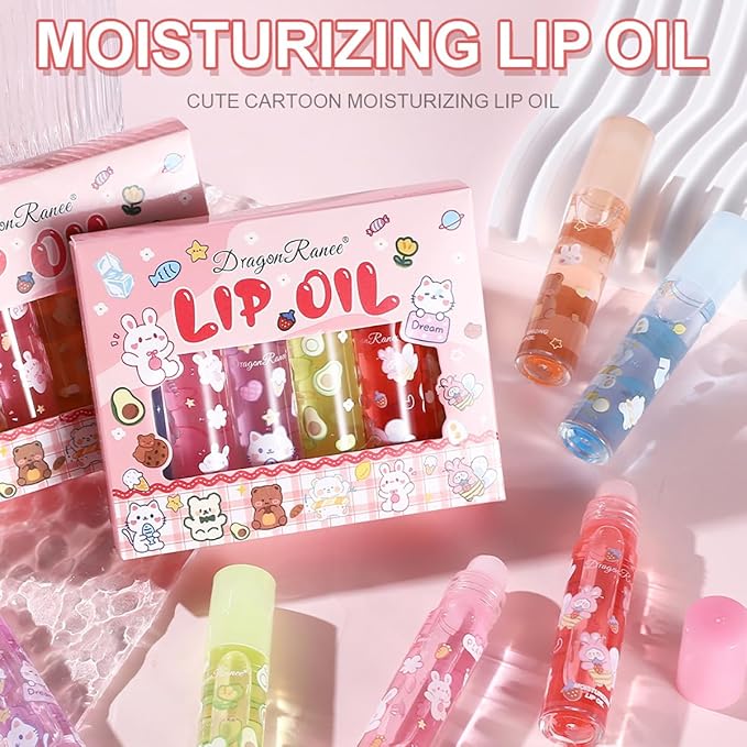 6 Pcs Roll-on Lip Gloss Set, Clear Lip Gloss Crystal Jelly Liquid Lipstick, Plumping Lip Oil Moisturizing Hydrating Non-Sticky, Nice Gift for Women Girl