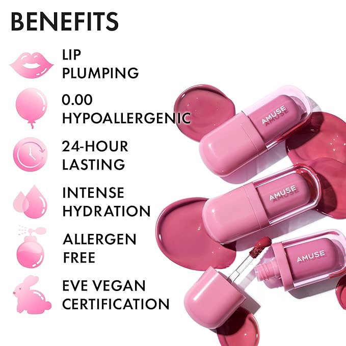 Amuse SEOUL BEBE TINT - 04 APPLE LIKE | 24-hour Long-lasting Lip Stain, Plumping, Hydrating, Moisturizing, No Peel Off, Lip Care, Treatment, Non Sticky, Korean Lip Tint for Dry Lips