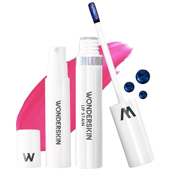 Wonderskin Wonder Blading Lip Stain Peel Off and Reveal Kit - Long Lasting, Waterproof Pink Lip Tint, Transfer Proof Natural Makeup Stain Kit (Neon Rose)