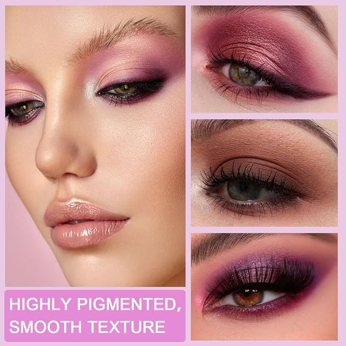 9 Colors Colorful Eyeshadow Palette Makeup,Rose Gold Brown Purple Nude Matte Shimmer Neutral Eye Shadow Powder Palette,Highly Pigmented Naturing-Looking Long Lasting Waterproof