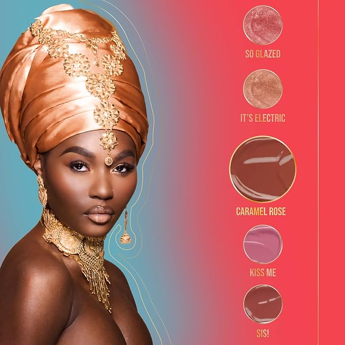 Juvia's Place Lip Gloss Reflect Caramel Rose, Warm Toned Soft Brown, Smooth and Creamy Long Lasting Non-Sticky Luscious High Shine Glow, 16 oz,