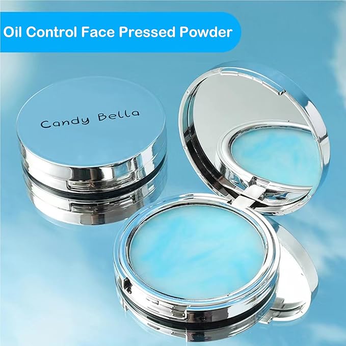 Blue Matte Powder Oil Control Face Pressed Powder Long-Lasting Makeup