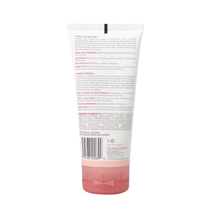 Cake Beauty The Grace Full Blowout Balm, Cruelty Free Vegan Blow Dry Heat Protectant – Straightener Cream – with Coconut Oil, Smooth, Glossy Moisture - Sulfate Free and Paraben Free Smoothing Cream