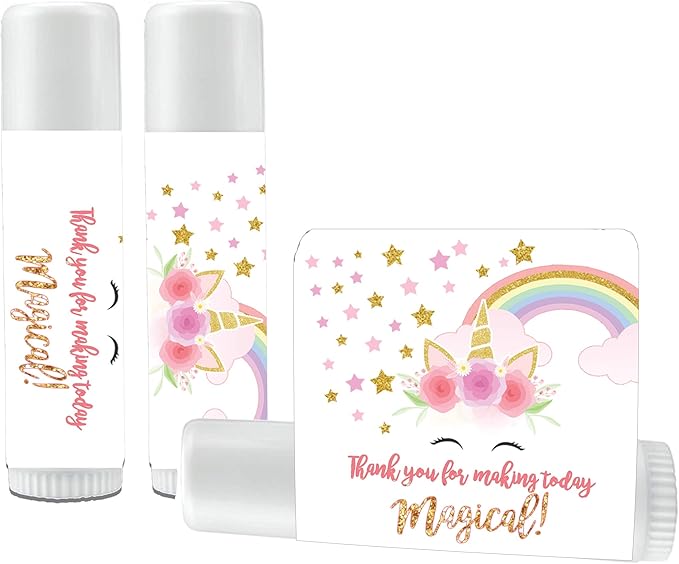 12 Unicorn Rainbow Lip Balms -