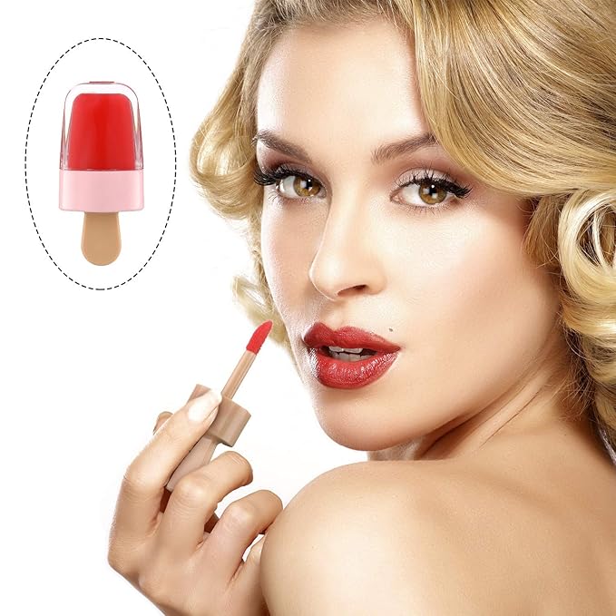 28 Pieces Transparent Empty Lip Gloss Tube Containers, Include 24 Pencil and Candy Shaped Oil Bottles, Ice Cream Funny Light Bulb Balm Tube, 4 Plastic Syringe for Women Girls DIY