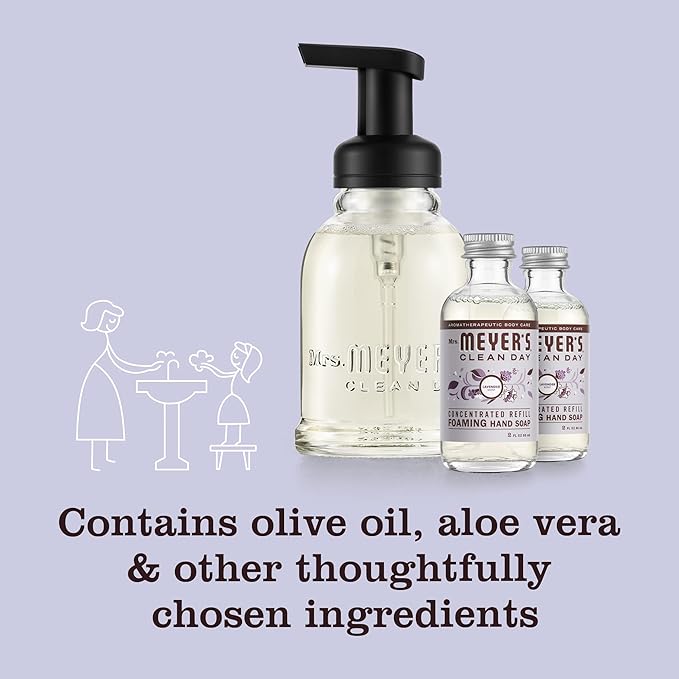 MRS. MEYER'S CLEAN DAY Foaming Hand Soap Concentrated Refills, 4 Concentrated Refills (2 Fl. Oz each), Lavender Scent, Makes 40 Fl. Oz. of Foaming Soap Total