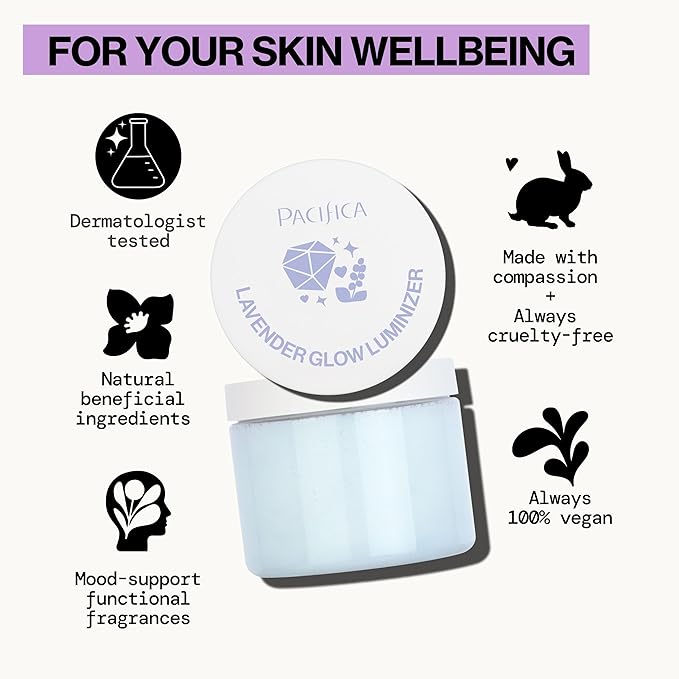 Pacifica Lavender Glow Shimmering Body Jelly – Moon-Kissed Illuminator & Hydrating Body Gel, Lightweight Glow Highlight with Lavender & Vanilla, Clean Beauty, Vegan, Cruelty-Free, 6 oz