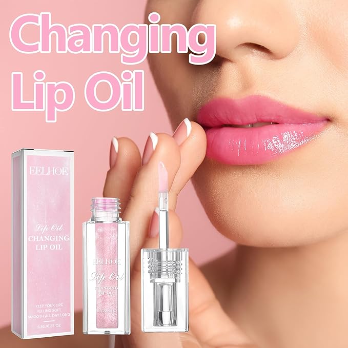 Midnight Boss Up Magic Color Changing Lip Oil Stain Cosmetic PH Actived Moisturizing Hydrating Glow Gloss Tinted Transparent Care Long Lasting Non-Sticky Fresh Texture Nourishing Pink Orange Red