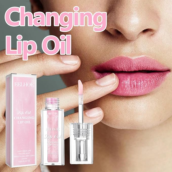 Midnight Boss Up Magic Color Changing Lip Oil Stain Cosmetic PH Actived Moisturizing Hydrating Glow Gloss Tinted Transparent Care Long Lasting Non-Sticky Fresh Texture Nourishing Pink Orange Red