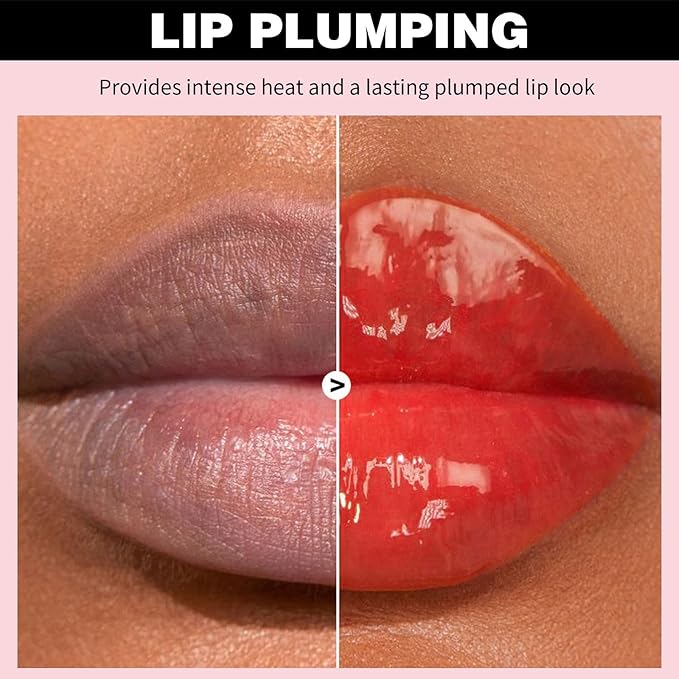 Erinde Lip Plumper Gloss, Natural Ginger Lip Plumping Booster Lip Plumping Oil, Ultra-Hydrating & Nourishing Plump Lip Plumper, Glossy Finish Fuller Lip Plumping Lip Gloss for Women Girls, 01#