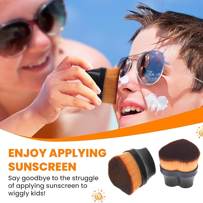 Sunscreen Applicator for Kids, Travel Size and Portable Sunblock Buddy Brush Set, Buddies Sunscreen Applicator with Cleaning Mat, Sun Lotion Applicator Sun Cream Brush Black (2 Pack)