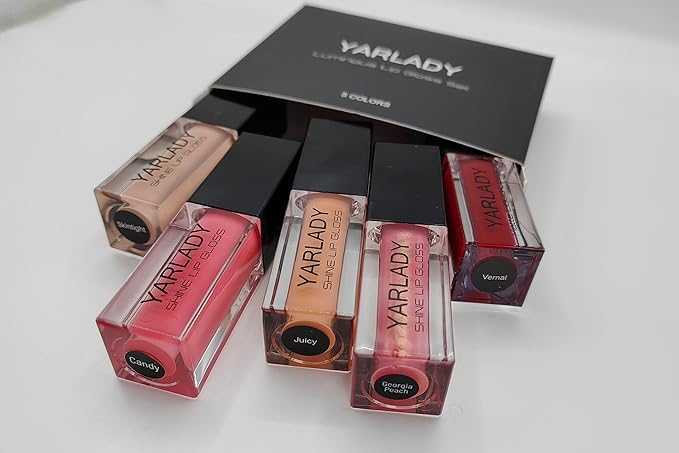 5pcs lip gloss combination set, 4pcs Shiny Lip gloss +1pcs lipstick matte long lasting 24 hours, Lip makeup Gift set