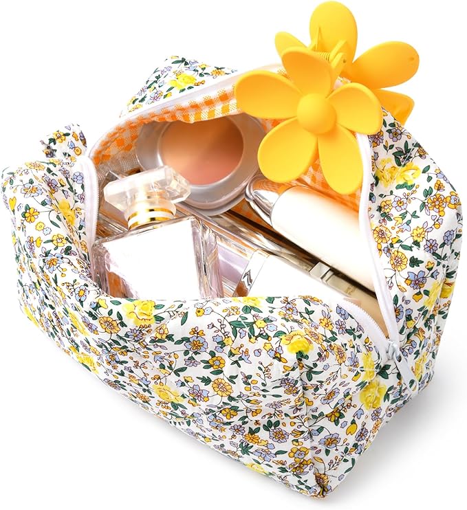 Soidram quilted makeup bag floral