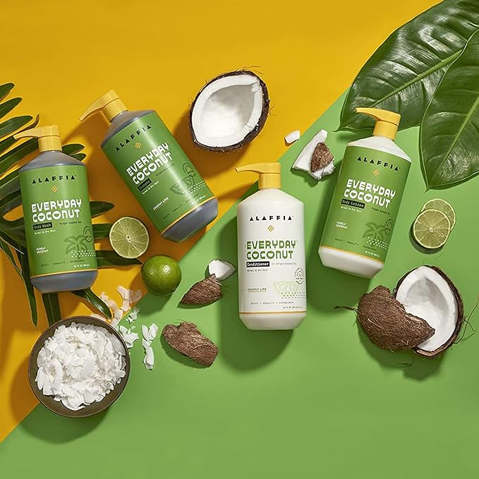 Alaffia Everyday Coconut Face Cleanser for All Skin Types. Leaves Skin Fresh and Hydrated with Fair Trade Coconut Oil & Neem, Vegan, Cruelty Free, No Parabens, Purely Coconut, 12 Fl Oz