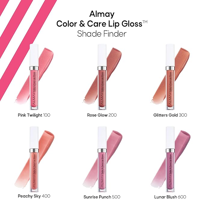 Almay Color & Care Hydrating Lip Gloss, Soft Natural Hues, Prebiotic Complex, Hyaluronic Filling-Sphere Technology, 500 Sunrise Punch, 0.1 Fl Oz