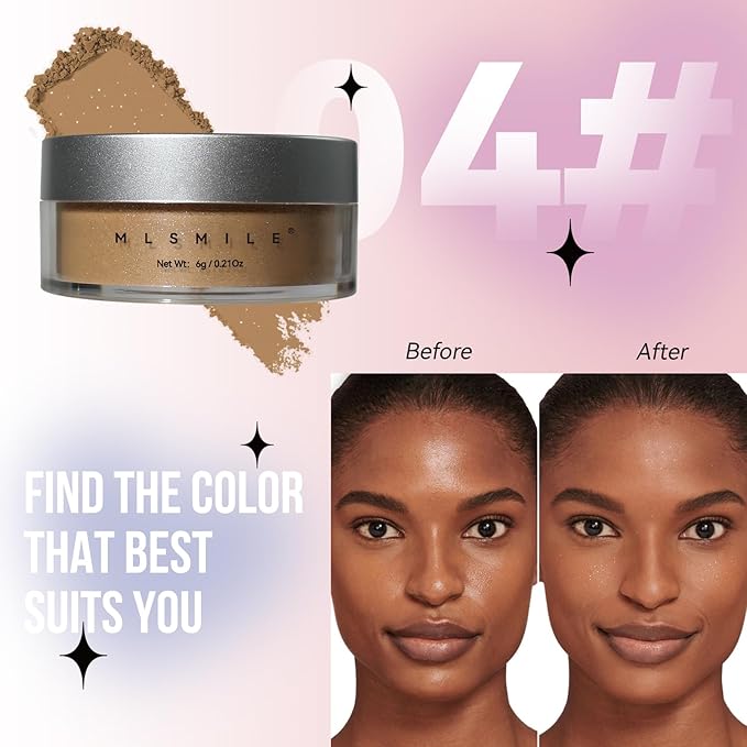 AKARY Dark Complexion Translucent Setting Powder, Shimmer Finishing