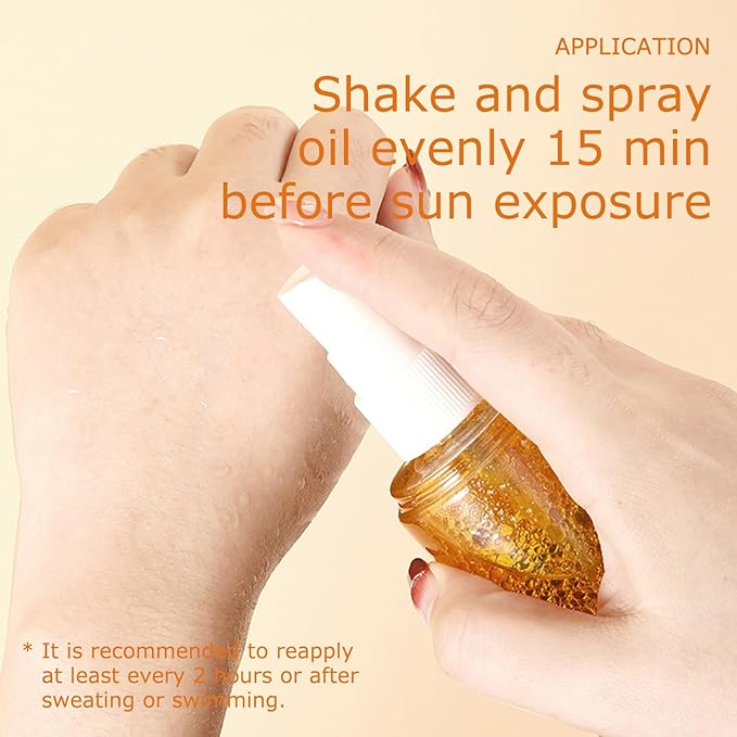 KYDA 2 Bottles Oil Sunscreen Spray, Glow Oil Sunscreen Mist SPF 50, Lightweight Hydration Body Sunscreen Oil, Refreshing Sunscreen Spray, Broad Spectrum UVA/UVB Protection