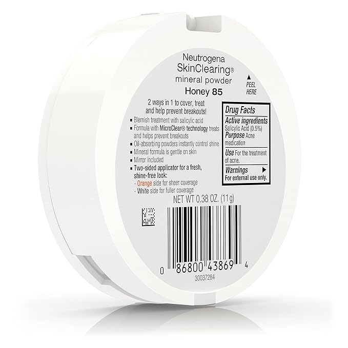 Neutrogena SkinClearing Mineral Acne-Concealing Pressed Powder Compact, Shine-Free 38 oz
