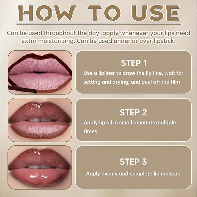 Peel Off Lip Liner Stain Tattoo, Long Lasting Waterproof Lip Stain Peel off, Tattoo Nude Lip Liner and Lip Gloss Combo, Non-Stick Cup Nourishing Lip Gloss Set Lipstick Makeup