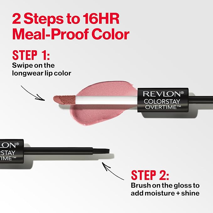 Revlon Liquid Lipstick with Clear Lip Gloss, ColorStay Overtime Lipcolor, Dual Ended with Vitamin E, 140 Ultimate Wine, 0.07 Fl Oz