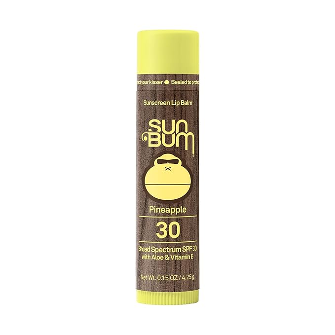 Sun Bum SPF 30 Sunscreen Pineapple Lip Balm - Moisturizing Aloe Vera and Vitamin E - Vegan and Cruelty Free - Broad Spectrum UVA/UVB Lip Protection - 0.15 oz Stick