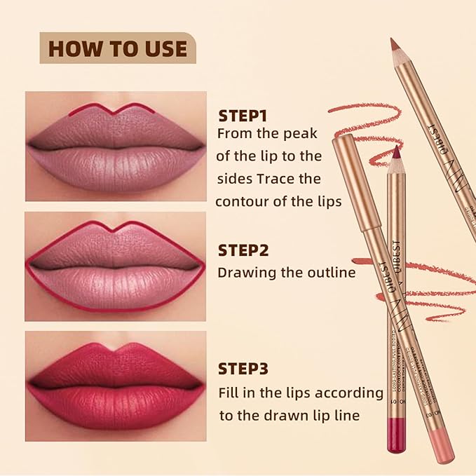 12PCS Matte Lip Liner Set,Waterproof Lipstick Liner Slim,High Pigmented Creamy Lipliners Pencil,Non-fading Long Lasting Lip Liner Pencil for Women