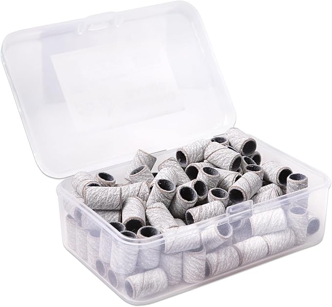 100 Pieces Large Nail Sanding Bands Professional Nail Manicure Great Fit for Nail Drill Bits for Acrylic Nails (240 Grit, Zebra)