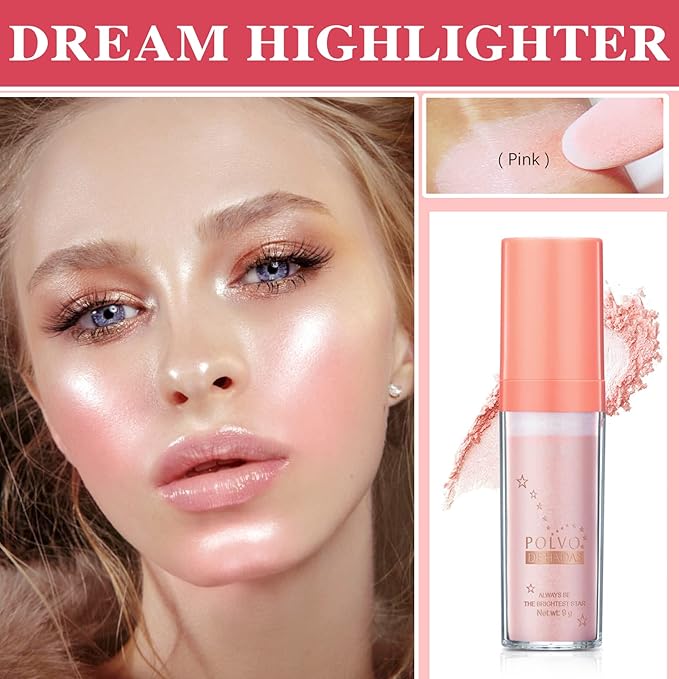 Polvo De Hadas Highlighter Powder Stick Body Face Makeup Gift-Pink