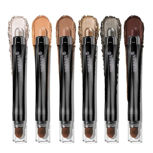 Neutral Eyeshadow Stick Makeup Set, Metallic Shimmer Matte Cream Eye Shadow Eyeliner Brightener Pencil Crayon - Classic 6PCS A002