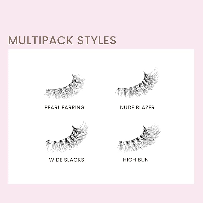 KISS The New Natural, False Eyelashes, 'Pearl Earring', 12 mm, Includes 4 Pairs Of Lashes, Contact Lens Friendly, Easy to Apply, Reusable Strip Lashes