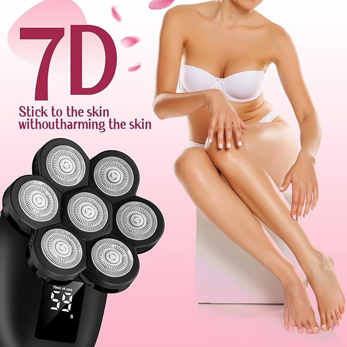 Electric Razors for Women,7D Gifts for Women,Cordless Electric Shaver with Detachable Head Wet/Dry Facial Hair Remover for Legs Painless Water Resistant (Black)