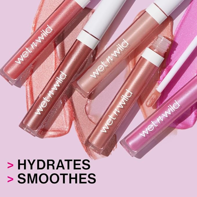 wet n wild MegaSlicks Lip Gloss, Ultra-Glossy, Vitamin-E Enriched, Ultra-Gloss High Shine Moisturizing, Cruelty-Free & Vegan - Crushed Grapes