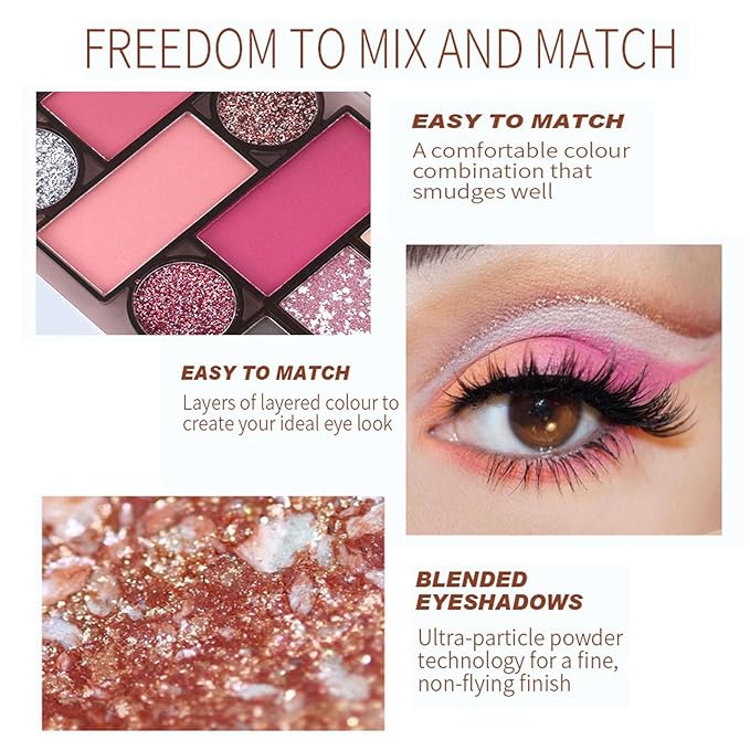 12 Colors Pink Eyeshadow Palette, Mini All in
