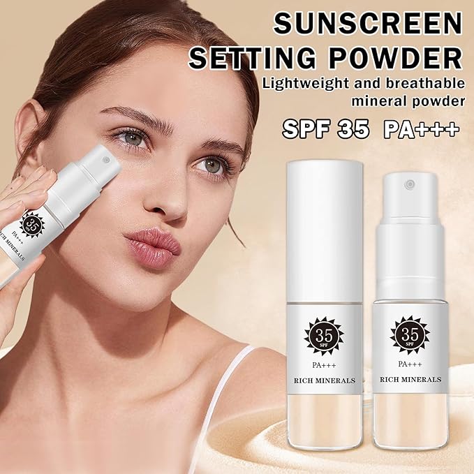 AWCCXMYM Sunscreen Powder Setting Powder SPF 35 Mineral Full Coverage Scalp Sunscreen Setting Spray Powder Makeup for Hair Face Body Flawless Skin, Vegan & Cruelty Free #Translucent