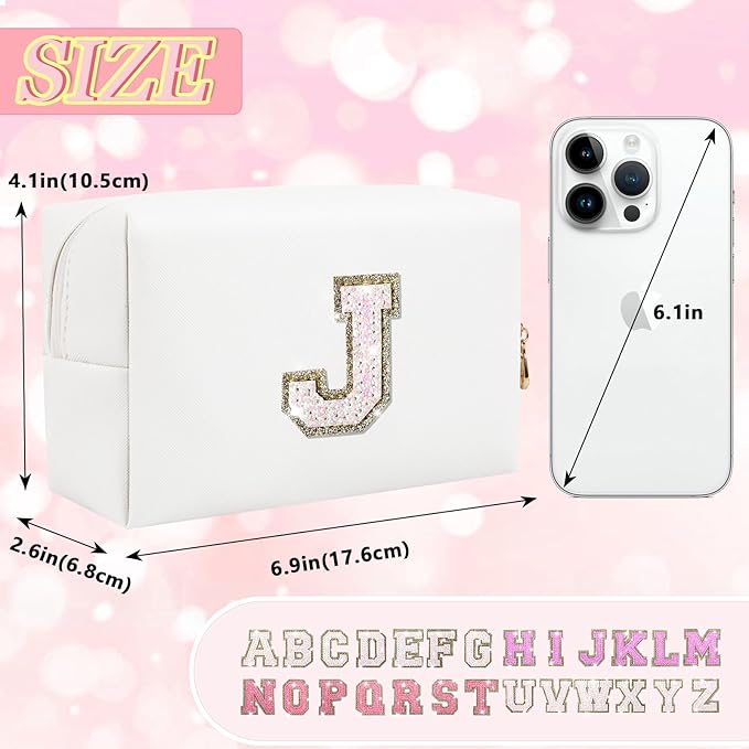 Initial letter patch makeup bag,