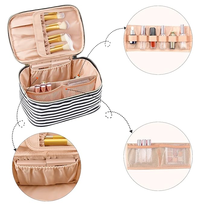 Ocheal striped makeup bag,travel makeup