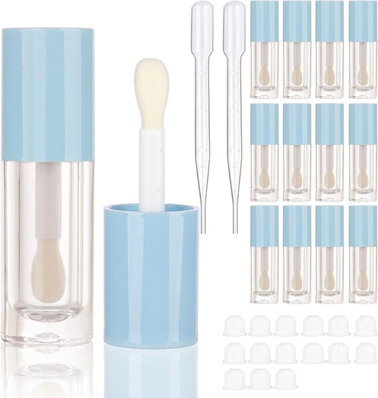 COSIDEA 14pcs Empty 6ml big doe foot wand Chunky lip gloss tubes for DIY lipgloss,Pink round lipgloss containers tubes with thick wand (Blue)