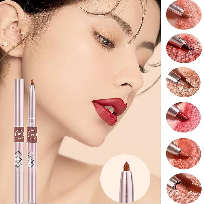 Lip Liner Set, 6 Colors Longwear and Pigmented Matte Lip Pencil Makeup, Smooth Application, Retractable Waterproof Lip Liner