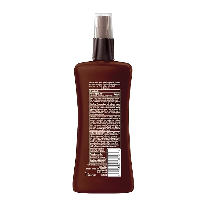 Hawaiian Tropic SPF 15 Tanning Oil Spray with Coconut Oil and Cocoa Butter, 8oz & Banana Boat SPF 50 Lip Sunscreen Twin Pack