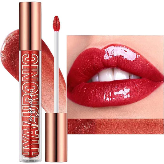 Cherry Red Lip Gloss Lipstick Lip Plumper Gloss Tinted Glitter Lipgloss Moisturizing Lip Balm Lip Oil High Shine And Vegan Plumping Lip Gloss For Women Girls Long-Lasting Dry Lip Care (06# Cherry Red)