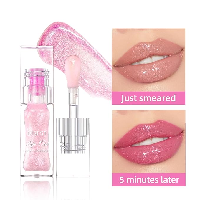 LANGMANNI Hydrating Lip Glow Oil,Moisturizing Nourishing Lip Oil,Light Colour Gloss Tinting And Non-sticky Lip Oil For Dry Lips Lip Care (Color Changing 1Pcs)