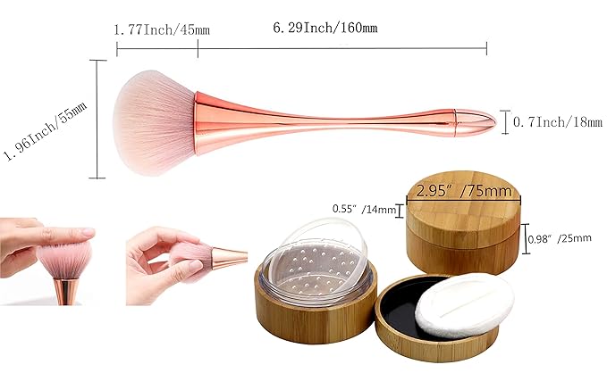 1Pcs /1Oz Empty Loose Powder Container and 1Pcs Powder Brush 30ml