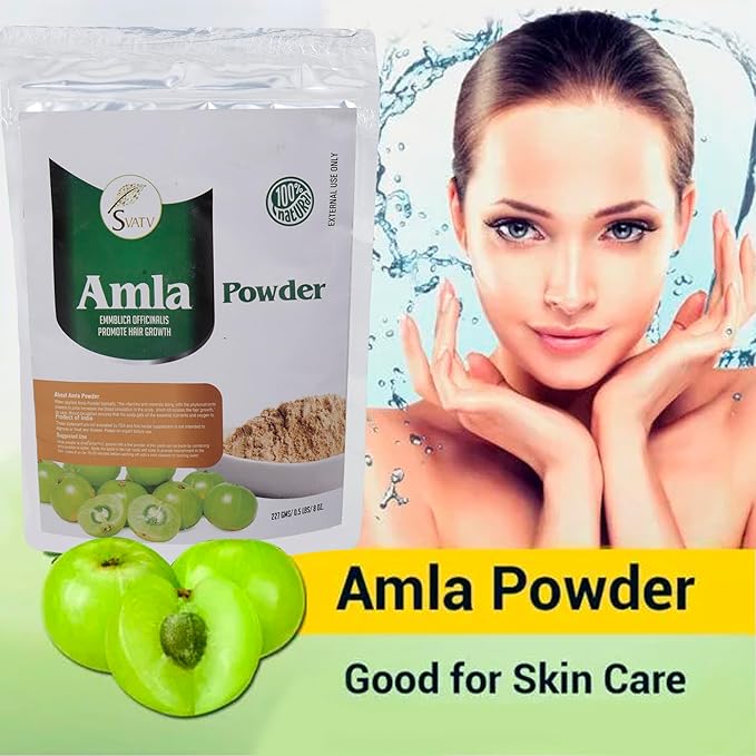 SVATV Amla Powder, Emblica Officinalis, Amalaki, Indian Gooseberry, Long Hairs 227g