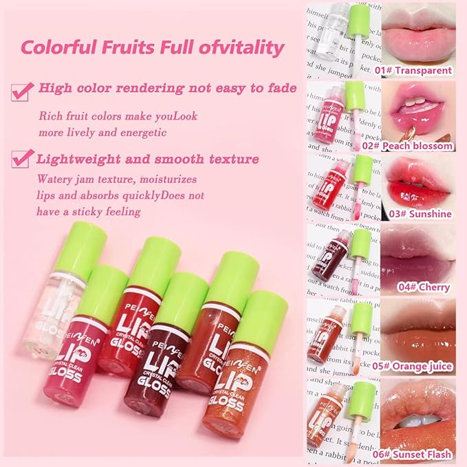 6 Color Lip Oil, Big Brush Head Hydrating Big