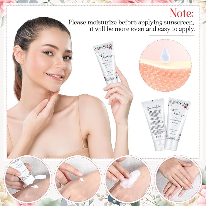 72 Pcs Mini Sunscreen Bulk for Summer Party Wedding SPF 30 Water Resistant Sunscreen Lotion Bulk 1oz Travel Size for Thank You Gifts Summer Party Wedding Supplies(Floral)